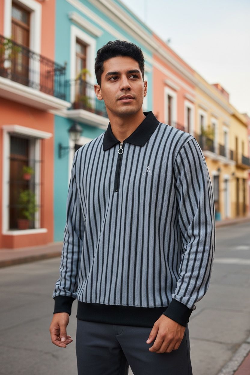 MENs STylish  Striped POLO Sweatshirt-Trendy casual Wear