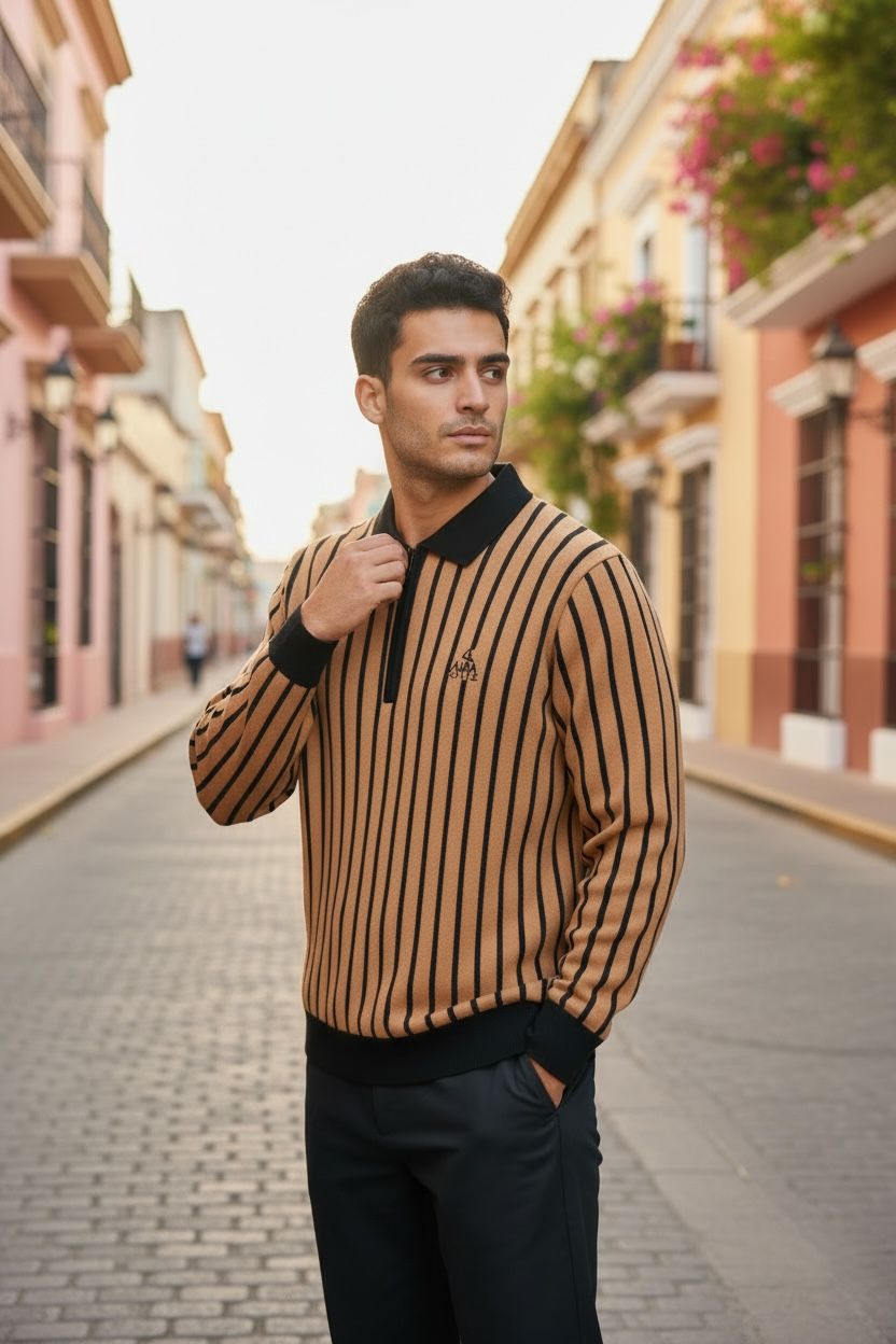 MENs STylish  Striped POLO Sweatshirt-Trendy casual Wear